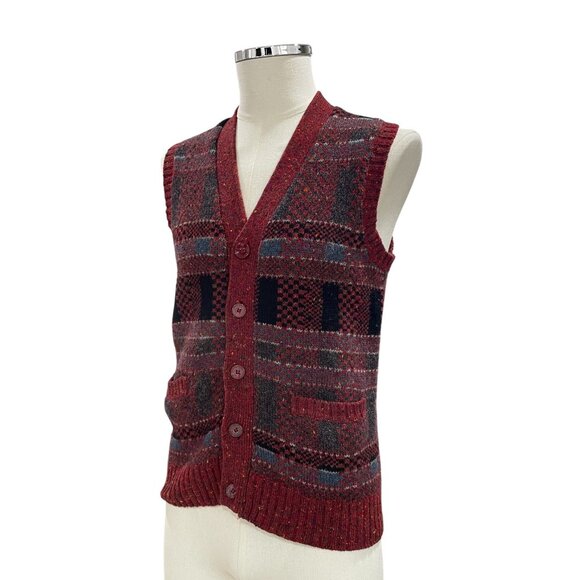 McGregor Wool Button Sweater Vest Red Plaid Grandpacore Vintage Heritage S - Picture 5 of 9